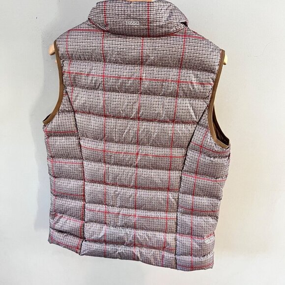 Eddie Bauer Women's Medium Quilted Down Brown Houndstooth Plaid Puffer Vest - Picture 3 of 6